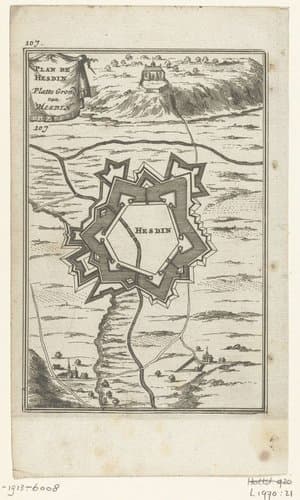 Illustratie voor 'Den Arbeid van Mars' van Allain Manesson Mallet by Romeyn de Hooghe