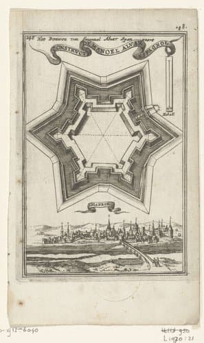 Illustratie voor 'Den Arbeid van Mars' van Allain Manesson Mallet by Romeyn de Hooghe