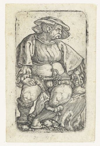 Soldaat zittend op een boomstronk by Barthel Beham