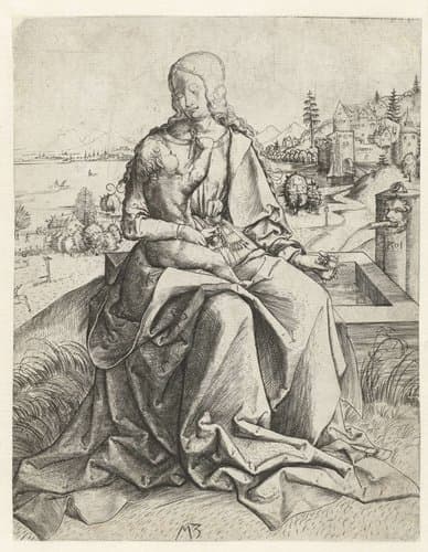 Madonna bij een bron by Monogrammist MZ