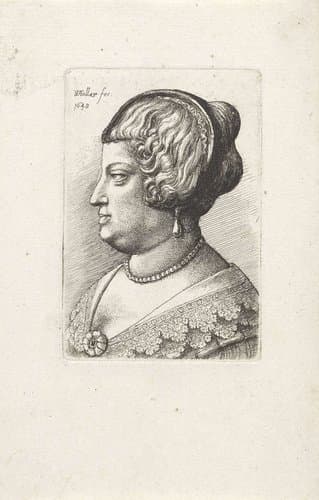 Portret van een vrouw met haarband by Wenceslaus Hollar