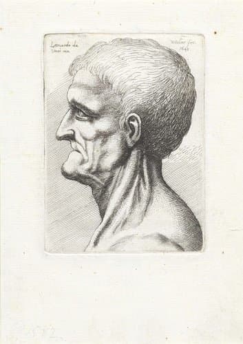 Hoofd van tandenloze oude man, en profil by Wenceslaus Hollar