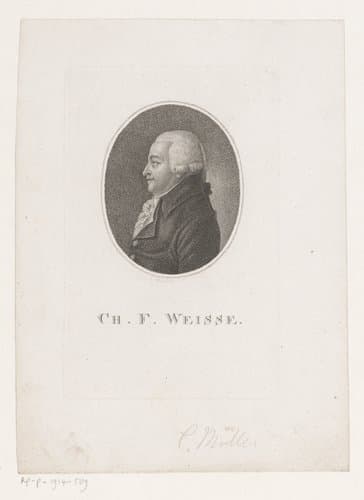 Portret van Christian Felix Weisse by Johann Christian Ernst Müller