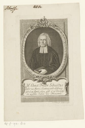 Portret van Christian Friedrich Schultze by Johanna Dorothea Sysang