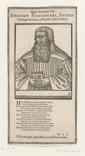 Portret van Johannes Pfeffinger by Monogrammist IR (graveur); anonymous
