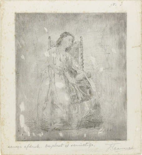 Zittende vrouw met een boek op haar schoot by Jacob Taanman