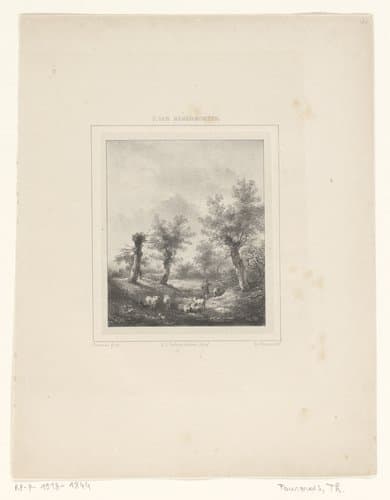Landschap met schaapherders by Théodore Fourmois