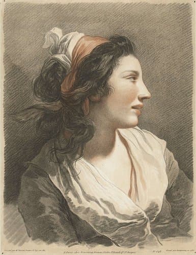 Buste van jonge vrouw met hoofddoek by Gilles Antoine Demarteau
