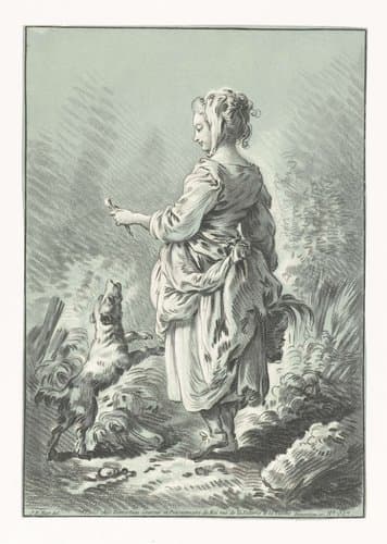 Jonge vrouw met hond by Gilles Demarteau