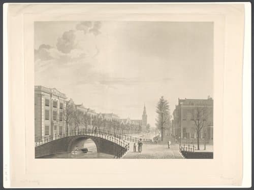 Gezicht op het Rapenburg te Leiden, voor de buskruitramp