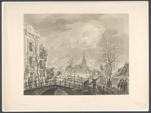 Gezicht op het Rapenburg te Leiden by Friedrich Christoph Dietrich
