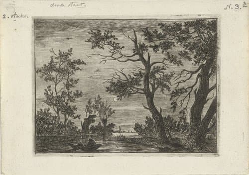 Nachtgezicht met een figuur in een boot by Cornelis van der Griendt