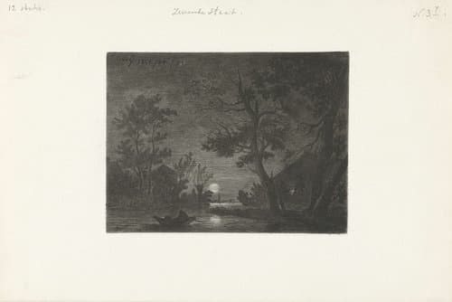 Nachtgezicht met een figuur in een boot by Cornelis van der Griendt