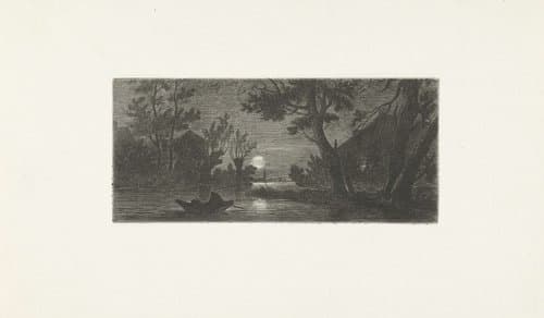 Nachtgezicht met een figuur in een boot by Cornelis van der Griendt