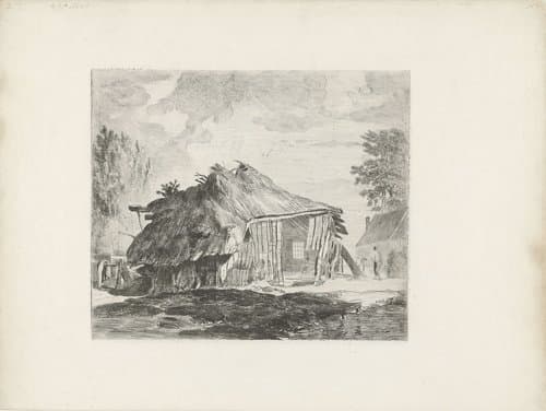 Schuur in een landschap by Cornelis van der Griendt