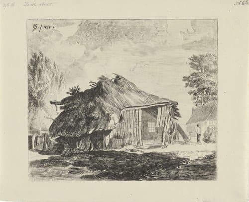 Schuur in een landschap by Cornelis van der Griendt