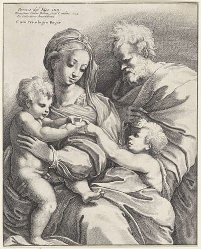 Heilige Familie met Johannes de Doper by Wenceslaus Hollar