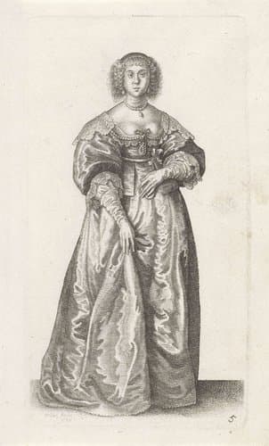 Engelse vrouw van stand met lint om het middel by Wenceslaus Hollar