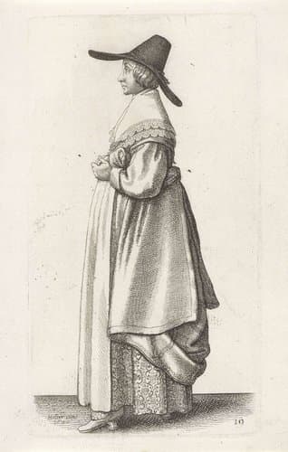 Engelse vrouw met breedgerande hoed by Wenceslaus Hollar