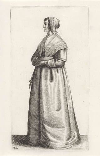 Engelse vrouw met schaartje aan ceintuur by Wenceslaus Hollar