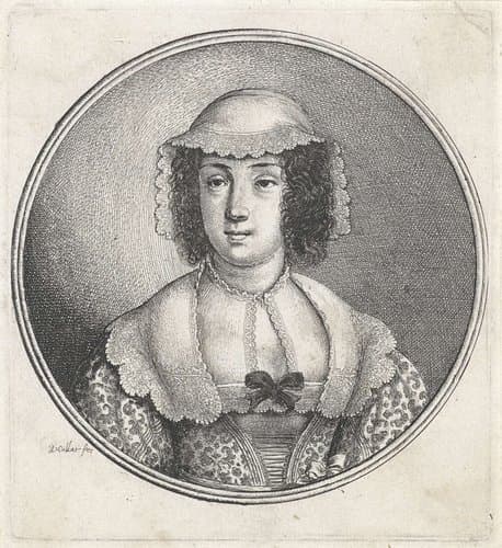 Vrouwenbusten in ronde lijsten by Wenceslaus Hollar