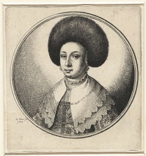 Vrouw met kanten kraag by Wenceslaus Hollar