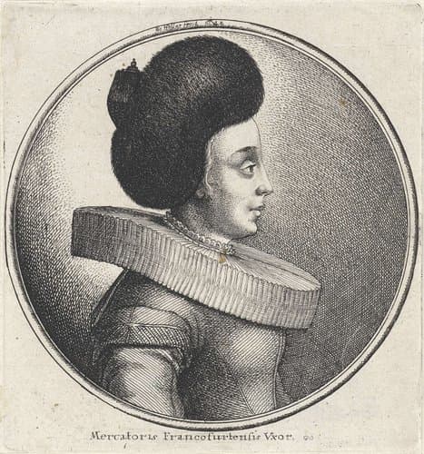 Vrouw met plooikraag en grote bontmuts by Wenceslaus Hollar