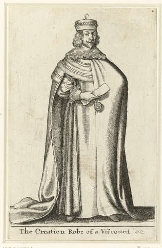 Ceremoniële kledij van een Engelse burggraaf by Wenceslaus Hollar