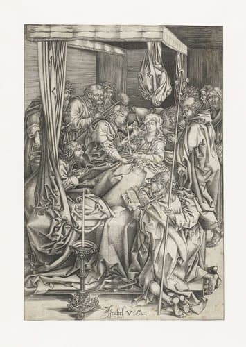 De dood van Maria by Israhel van Meckenem