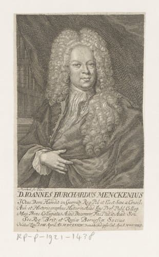 Portret van Johann Burchard Mencke by Johann Georg Mentzel