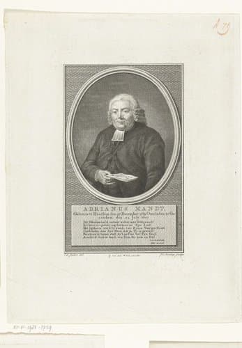 Portret van predikant Adrianus Mandt by Johannes Christiaan Bendorp