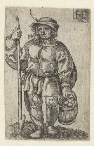 Boer met een mand met eieren by Jacob Binck