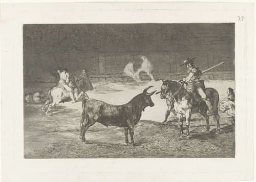 Fernando del Toro daagt een stier uit by Francisco de Goya