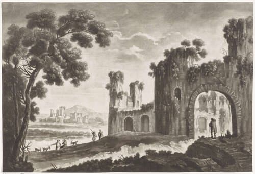 Landschap met ruïnes by anonymous