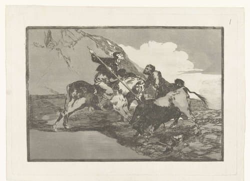 Stierenjacht te paard by Francisco de Goya