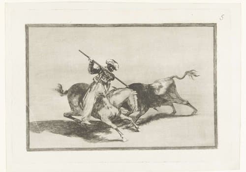 Stierenjacht te paard by Francisco de Goya