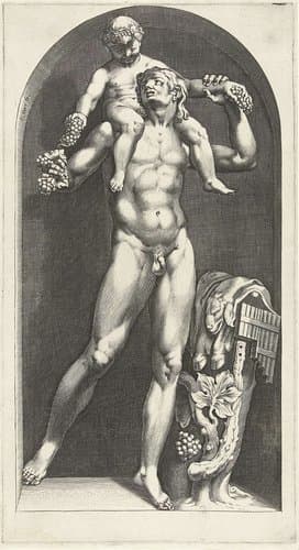 Beeld van een faun met Bacchus op zijn schouders by Cornelis Cort