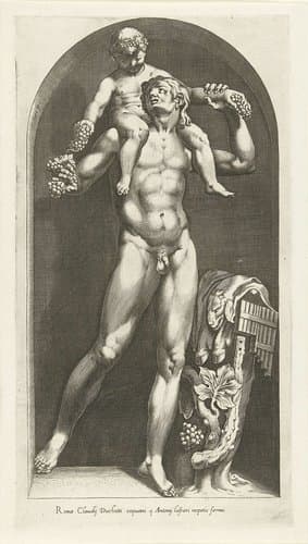 Beeld van een faun met Bacchus op zijn schouders by Cornelis Cort