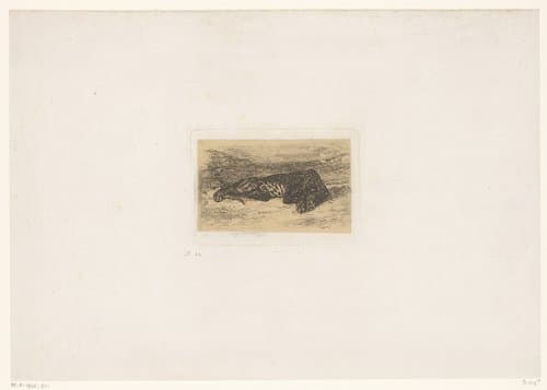 Liggende tijger in de woestijn by Eugène Delacroix