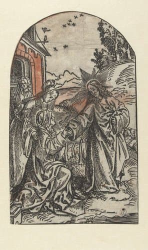 Christus neemt afscheid van zijn moeder by Jacob Cornelisz van Oostsanen