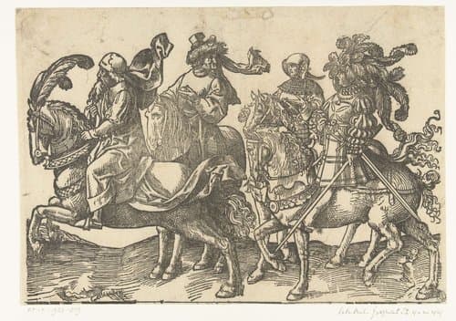 Twee ruiters by Jacob Cornelisz van Oostsanen