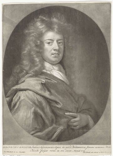 Portret van de tekenaar en schilder Gottfried Kneller by Pieter Schenk (I)