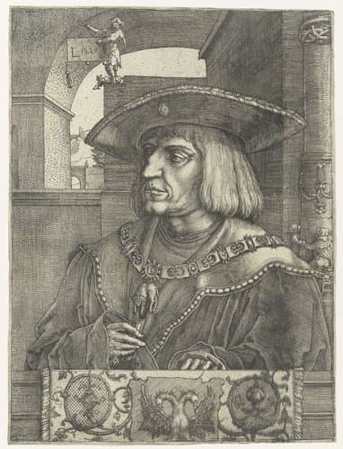 Portret van keizer Maximiliaan I by Lucas van Leyden