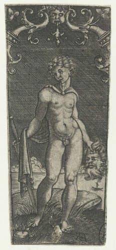 David met het hoofd van Goliath by Monogrammist AC (16e eeuw)