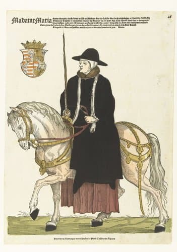 Portret van Maria van Hongarije te paard by Cornelis Anthonisz.