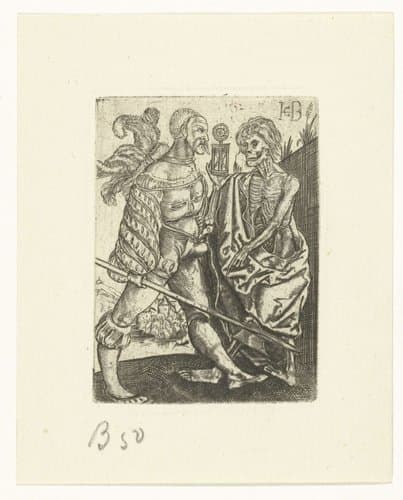 Hellebaardier en de Dood met zandloper by Jacob Binck