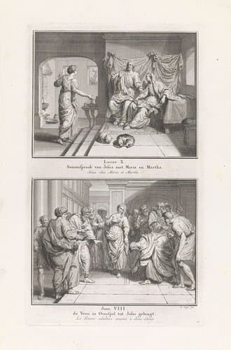 Christus in het huis van Marta en Maria / Christus en de overspelige vrouw by Pieter Tanjé