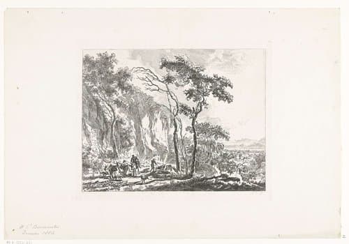 Landschap met herders by Friedrich Wilhelm Burmeister