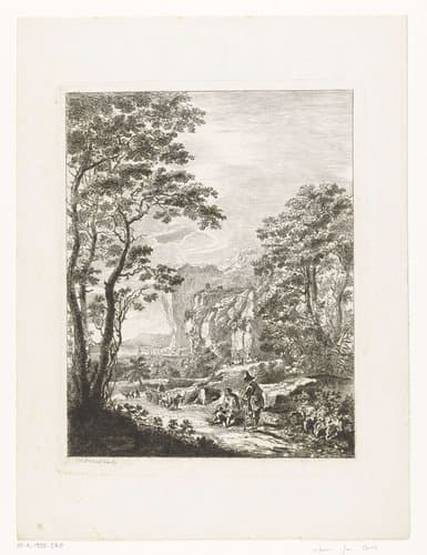 Landschap met een ossewagen by Johannes Arnoldus Boland