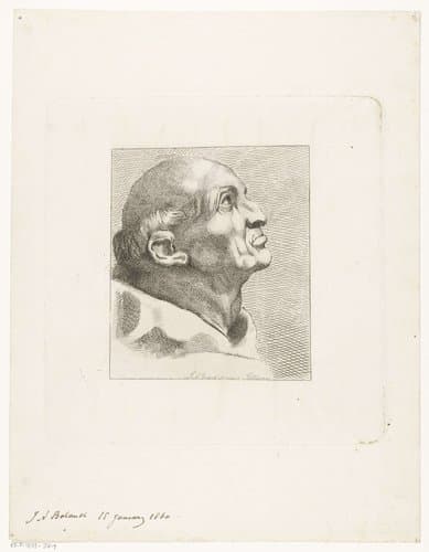 Hoofd van een oude man met tonsuur by Johannes Arnoldus Boland
